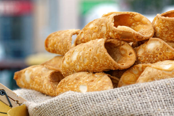 Italian culinary baking dessert Cannoli Sicilian