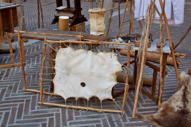 istock Village fair vintage Handicrafts. Pottery, leather and wooden objects. 992255492