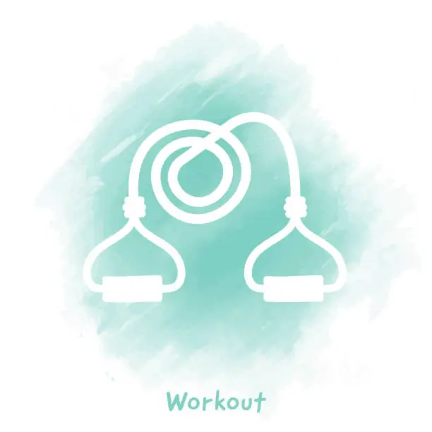 Vector illustration of Workout Doodle Watercolor Background