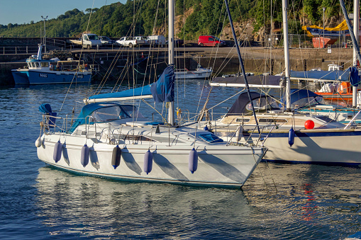 Yachts mooring in a harbour in WEst Wales