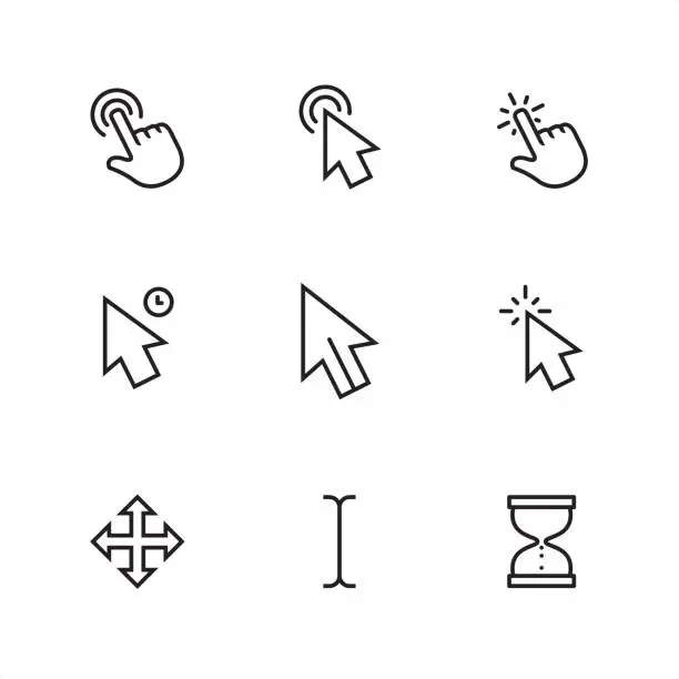 Vector illustration of Cursor - Pixel Perfect outline icons
