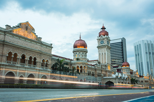 Sultan Abdul Samad Building with street traffic in Kuala Lumpur, Malaysia