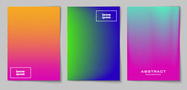 zestaw pionowych tła półtonów 3 - neon color stock illustrations