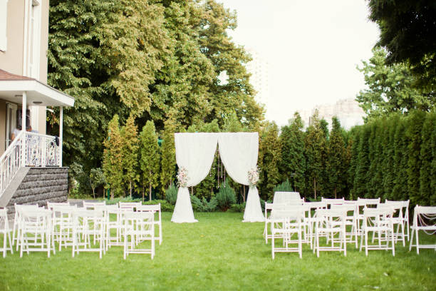 istock wedding arch with flowers and crystals 992289218