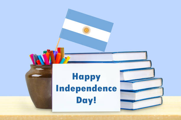 istock Independence Day with Argentina flag and note for text. 992295008