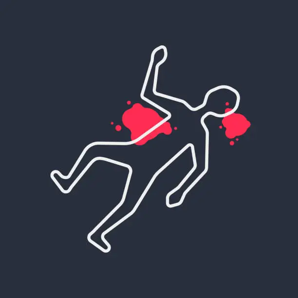 Vector illustration of outline body like simple crime scene