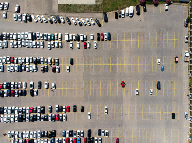 istock Aerial Drone View of Open Space Car Park 992329652