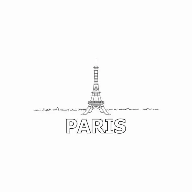 Vector illustration of Paris skyline and landmarks silhouette black vector icon. Paris panorama. France