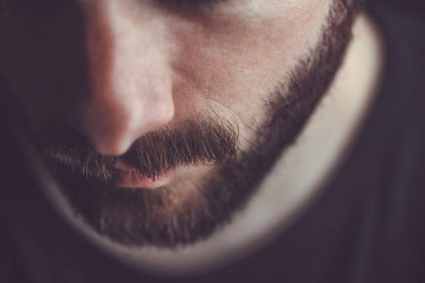 Closeup of a man beard and mustache