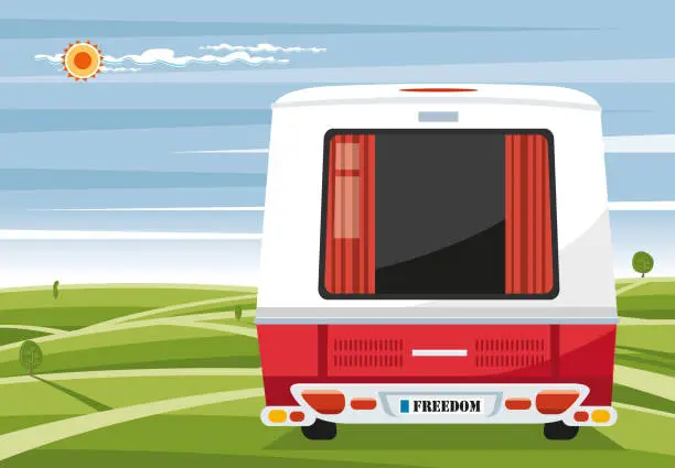 Vector illustration of Caravan back view