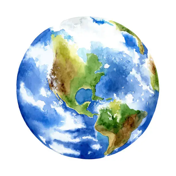 Vector illustration of Planet earth on white background