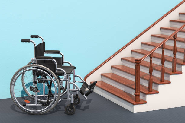istock Wheelchair and stairs 992347426