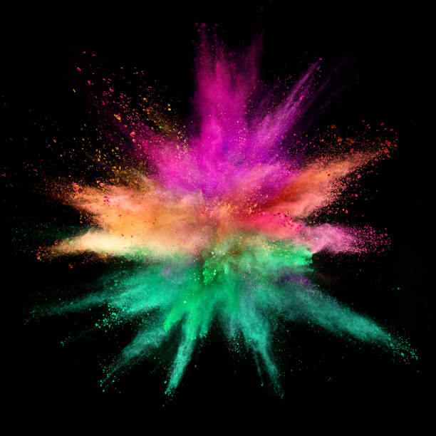 istock Explosion of coloured powder on black background 992347902