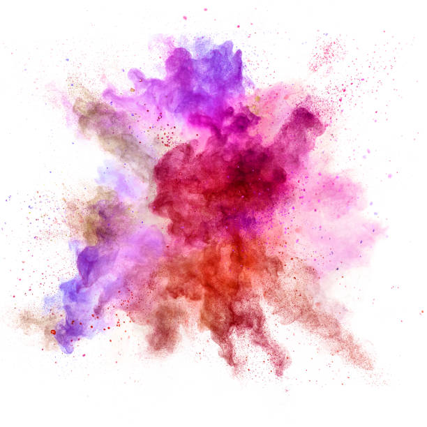 istock Explosion of coloured powder on white background 992347970