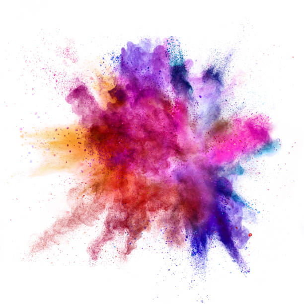 istock Explosion of coloured powder on white background 992348284