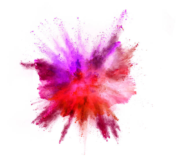 istock Explosion of coloured powder on white background 992350722