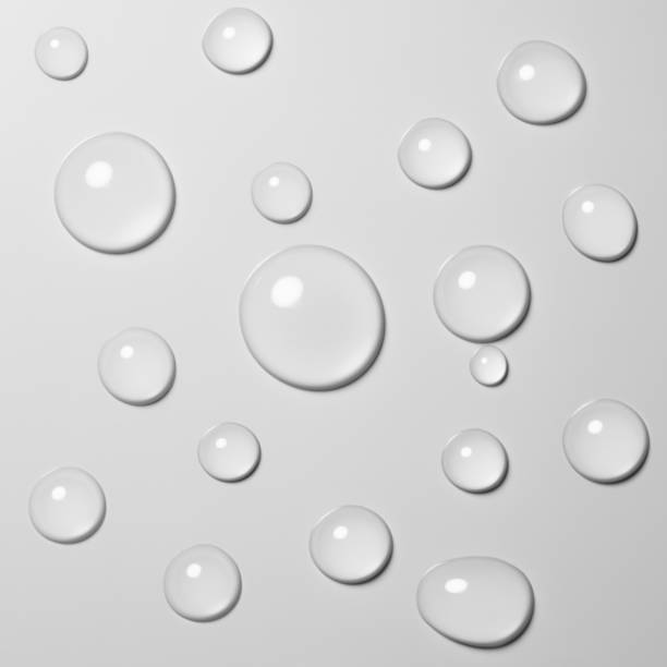 白色の背景に水の滴 - 水滴 ストックフォトと画像