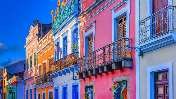 Houses and colors of Olinda city stock photo