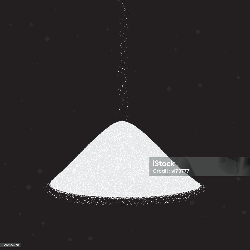 Zucker oder Salz Heap. Vektor-Illustration auf schwarzem Hintergrund. - Lizenzfrei Salz - Mineral Vektorgrafik