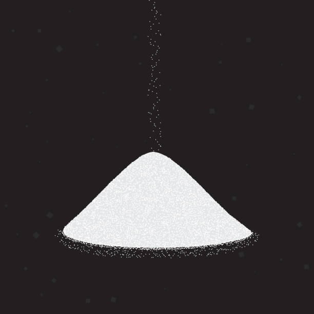 ilustrações de stock, clip art, desenhos animados e ícones de sugar or salt heap. vector illustration on black background. - sugar