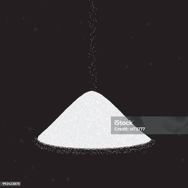 Vetores de Açúcar Ou Sal Heap Ilustração Vetorial Sobre Fundo Preto e mais imagens de Sal - Mineral