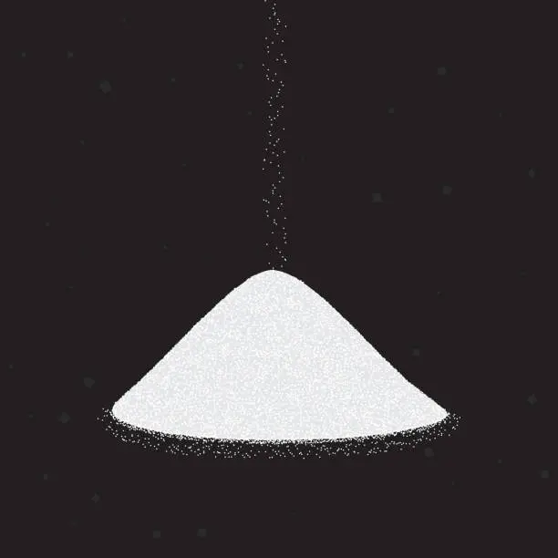 Vector illustration of Sugar or salt heap. Vector illustration on black background.