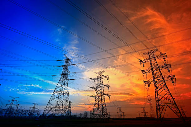 istock Electric tower, silhouette at sunset 992428160