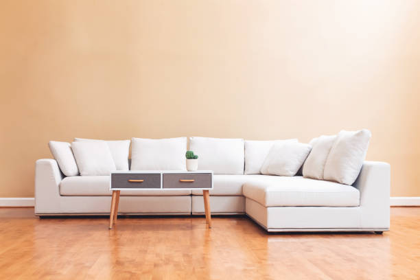 White couch in a large luxury home