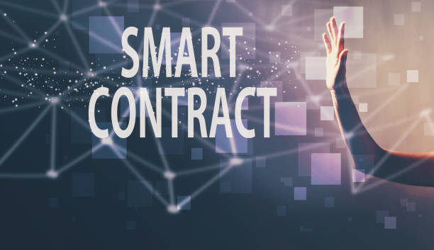 Smart Contract with a hand in a dark background Smart Contract with a hand in a dark light background independence document agreement contract stock pictures, royalty-free photos & images