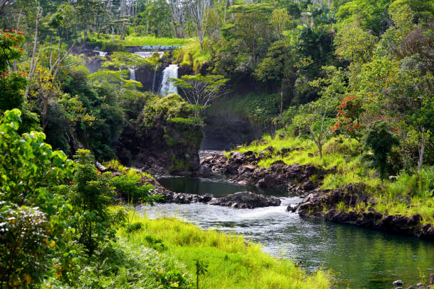 istock Majesitc Pee Pee Falls waterfall in Hilo, Wailuku River State Park, Hawaii 992461980