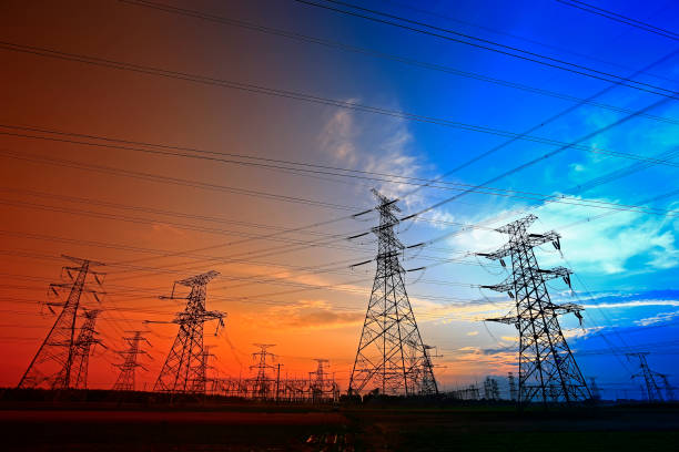 istock Electric tower, silhouette at sunset 992481318