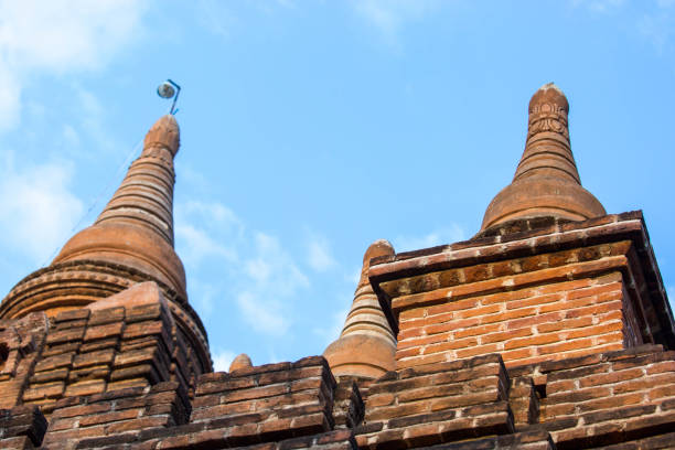 Stupas line the roof of the Kyauk Sa Ga Gyi Temple in Bagan.