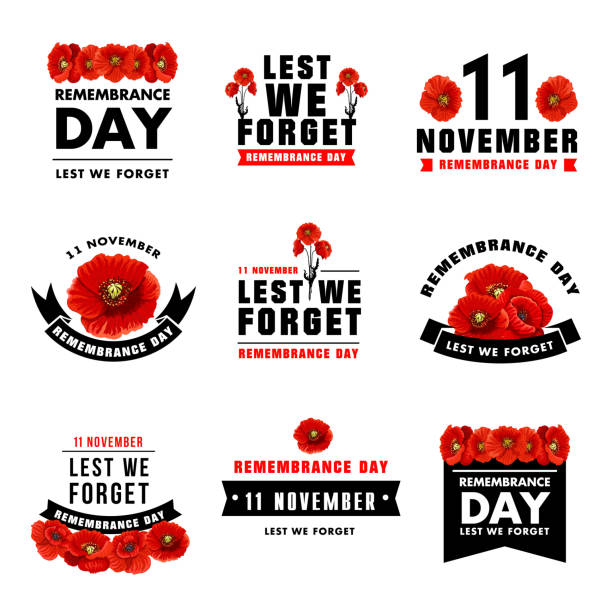 rote mohnblume-symbol für remembrance day-design - canadian soldier stock-grafiken, -clipart, -cartoons und -symbole