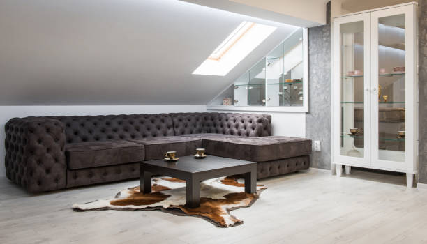 istock Living room interior, loft apartment, attic renovation 992536818