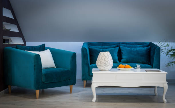 istock Living room interior, loft apartment, attic renovation 992537122
