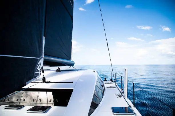 Sailing catamaran in the Great Barrier Reef