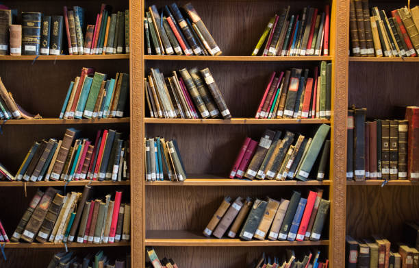 istock Bookshelf with Turkish Ottoman  handwriting books 992583834