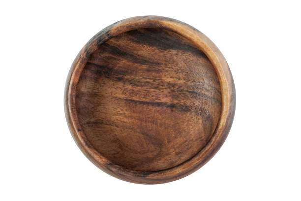 istock Vintage empty brown wooden plate isolate on white background Top View 992594726