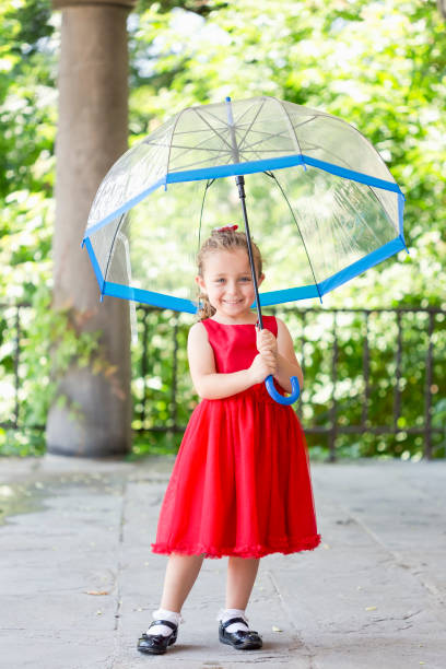 istock Little girl playing under umbrella 992598000