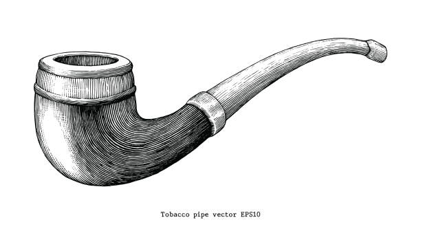 Tobacco pipe hand drawing vintage clip art isolated on white background