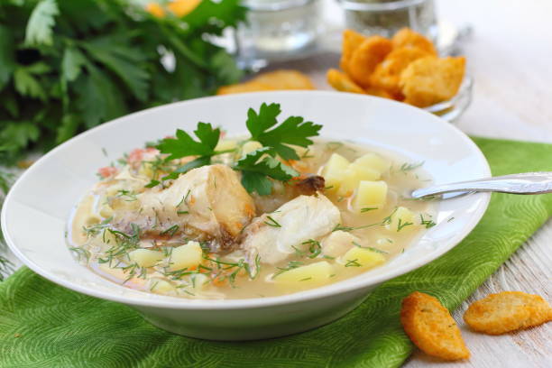 istock Fish soup. Delicious soup with white fish 992621238