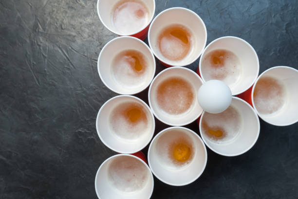 Beer pong. Popular game at parties. Place for your text.