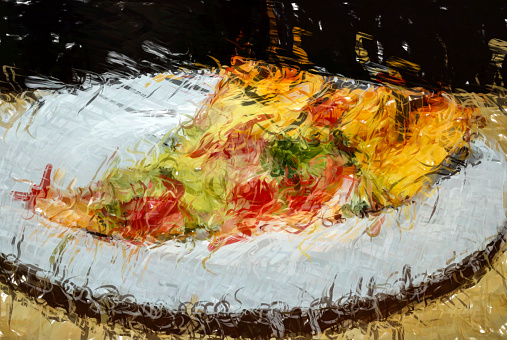 A high definition digital illustration of a Delicious pizza slice fast food