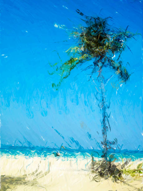 istock Palm tree on exotic sunny beach - HD Digital illustration 992634818