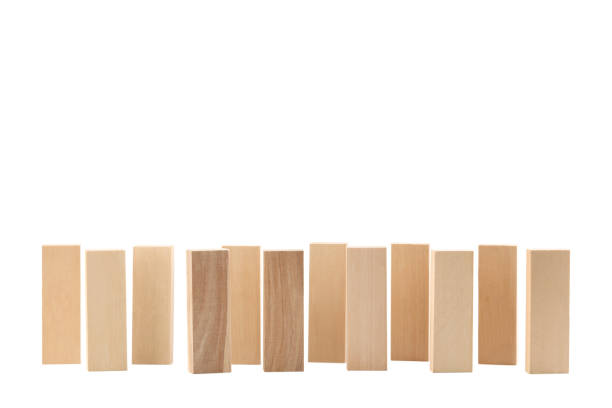 istock Wooden blocks tower game isolated on white background 992660680