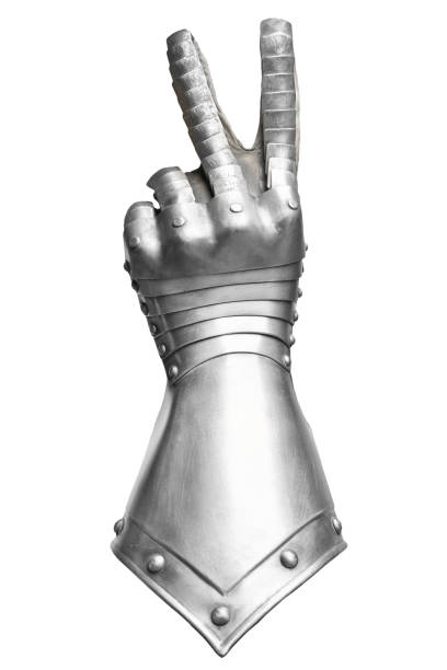 istock Gray metal knight's glove. 992667678