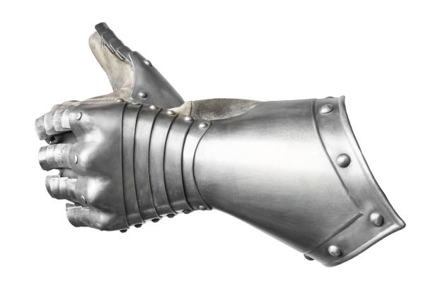 istock Gray metal knight's glove. 992667698