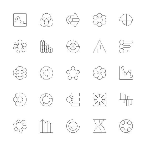 Vector illustration of Business Infographic Icons - Ultra Thin Line Series