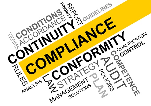 word cloud for compliance, continuity and conformity