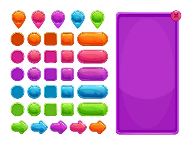 Vector illustration of Cute colorful abstract assets for game or web design